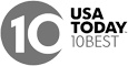 An image of the USA Today 10Best logo, featuring a circle with the number 10 and the text 